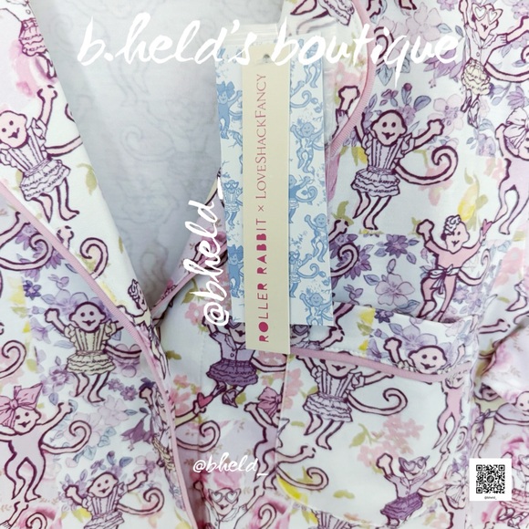 Roller Rabbit x LoveShackFancy Preppy Patchwork Polo Pajamas in Lilac Blush Sz S - Picture 5 of 14